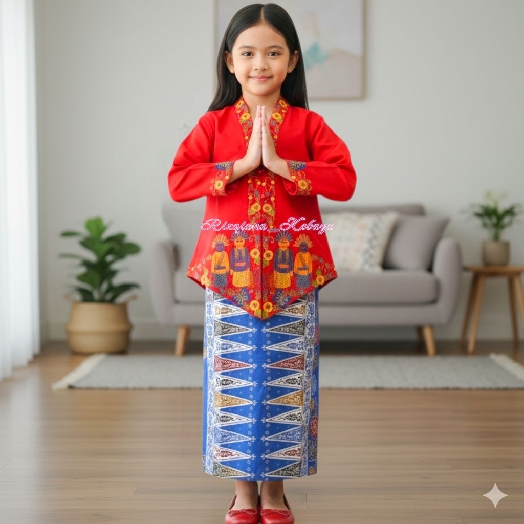CHILDRENS ENCIM KEBAYA SET WITH ONDEL // ELEMENTARY SCHOOL CHILDRENS ENCIM KEBAYA // CHILDRENS ENCIM
