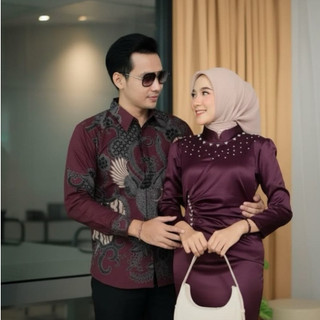 PAKET HEMAT!!! Set Couple Vina Dress Kemeja Batik Set Pasangan Kondangan Kekinian Paket Couple Keluarga