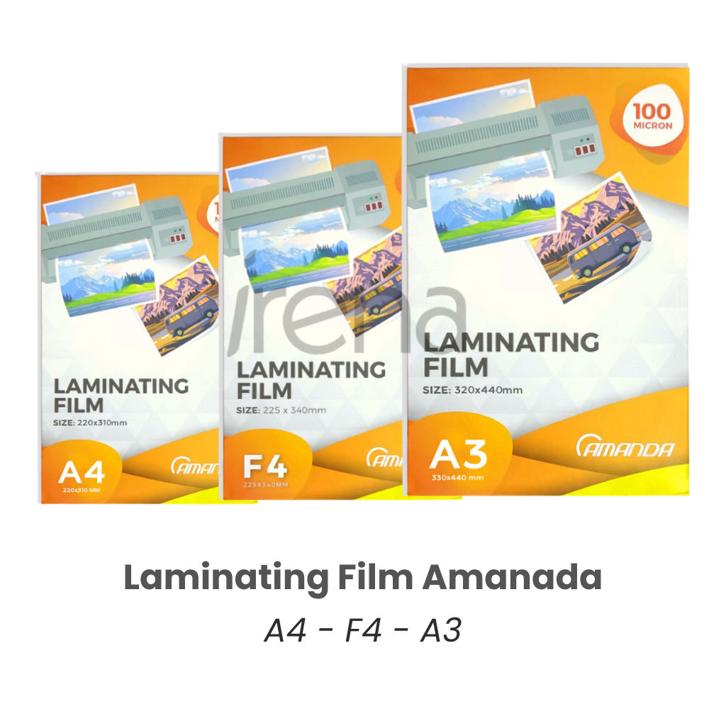 AMANDA เคลือบพลาสติก A4 / F4 / A3 หนา 100 ไมครอน แพ็ค 100 แผ่น