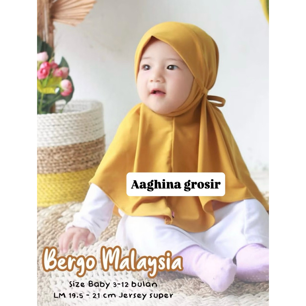 MALAY CHIN BABY/CHILDRENS HIJAB WITH BACK STRAP 6 เดือนถึง 2 ปี SPANDEX JERSEY MATERIAL - KANZA BABY