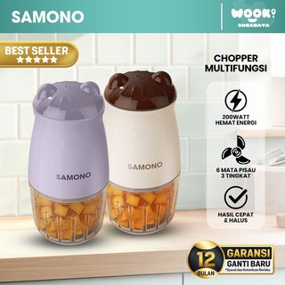 [VERSI UPGRADE 8 PISAU] SAMONO Food Processor Food Chopper Food Grade untuk MPASI 300ml Low Watt Mesin Penghalus Daging dan Buah Garansi Resmi 1 Tahun SW-MC200