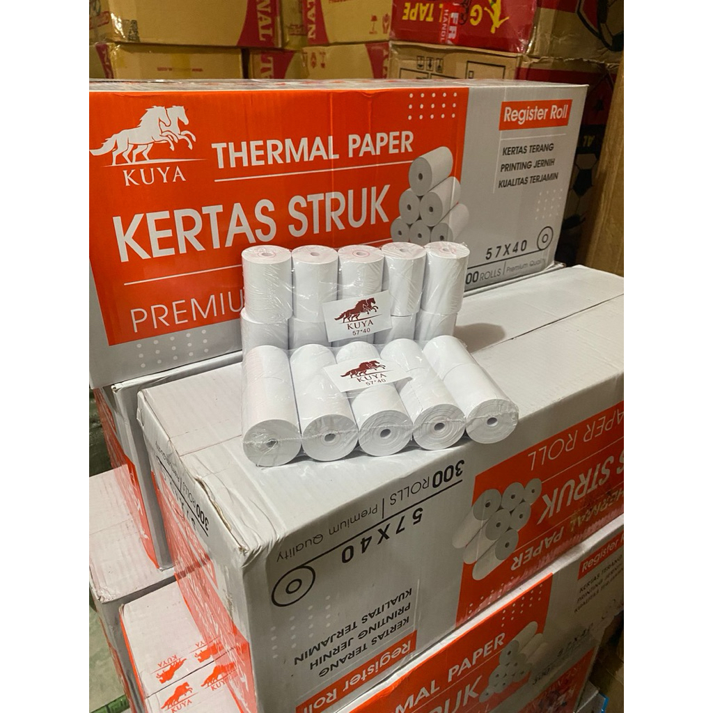 (100 ม้วน) กระดาษความร้อน 57x40 / Thermal Kuya 57x47 ไม่มีแกน / กระดาษความร้อน 58x40 / 58x47