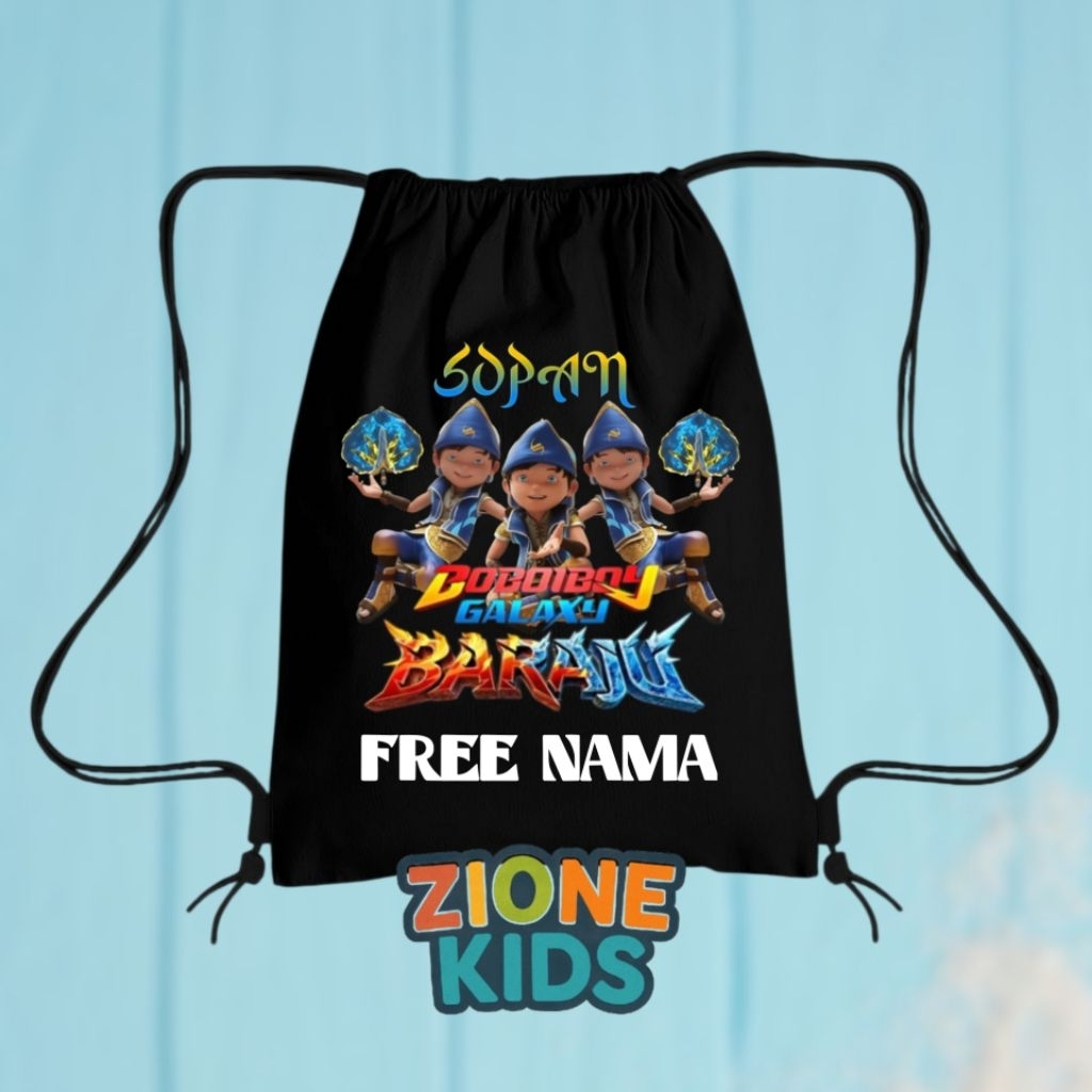 Boboiboy Galaxy Polite Baraju กระเป๋าหูรูดเด็ก Unisex / Bokiniboy Baraju Team Polite Harlintar กระเป