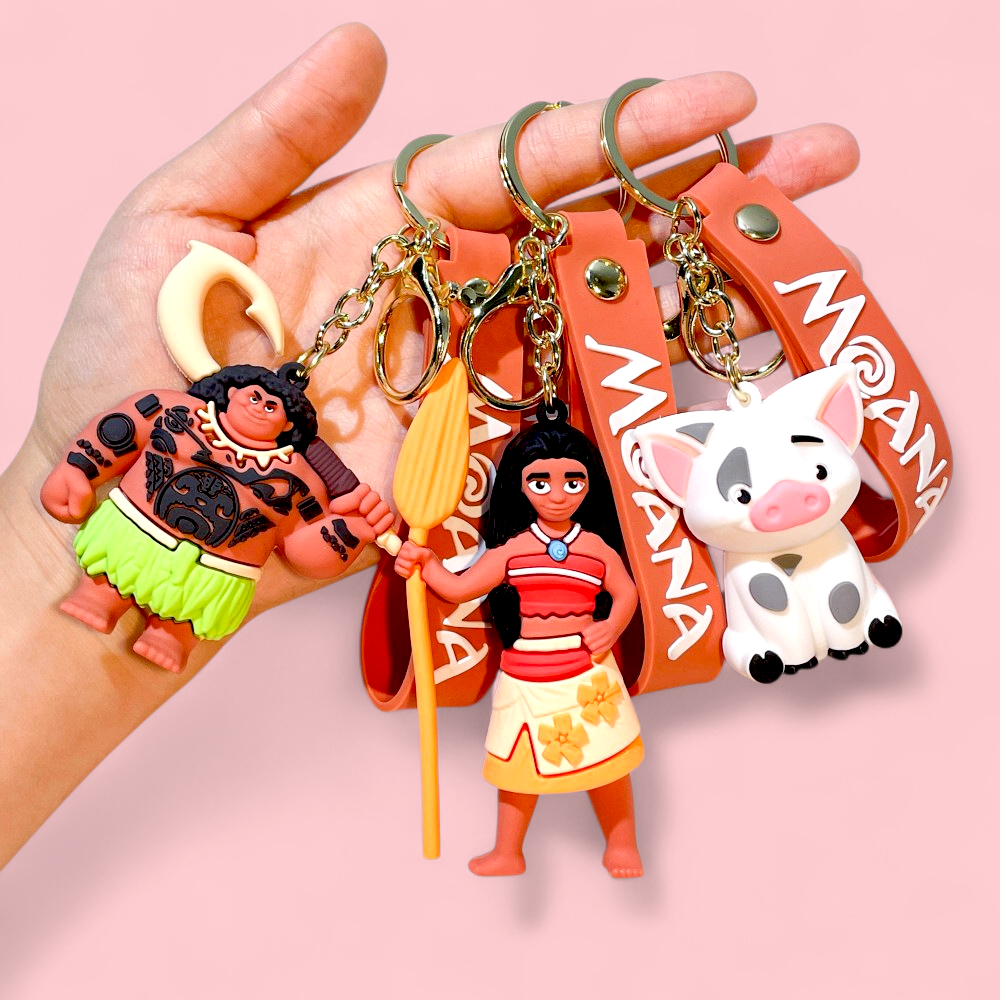 GANTUNGAN 3D MOANA พวงกุญแจ HP พวงกุญแจ Moana Maui ตัวการ์ตูนฟิกเกอร์ Moana