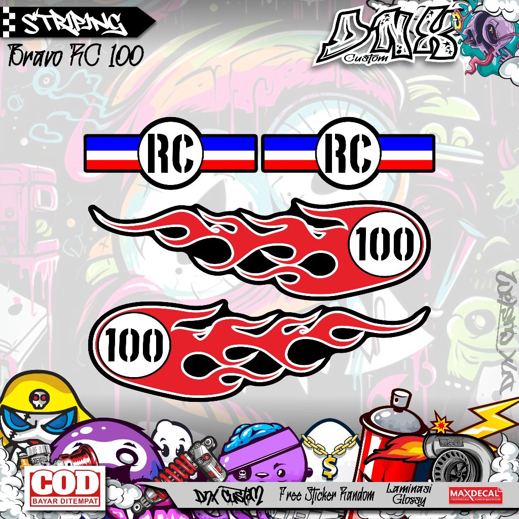 SUZUKI BRAVO RC 100 FLAG สติ๊กเกอร์แถบ KD11