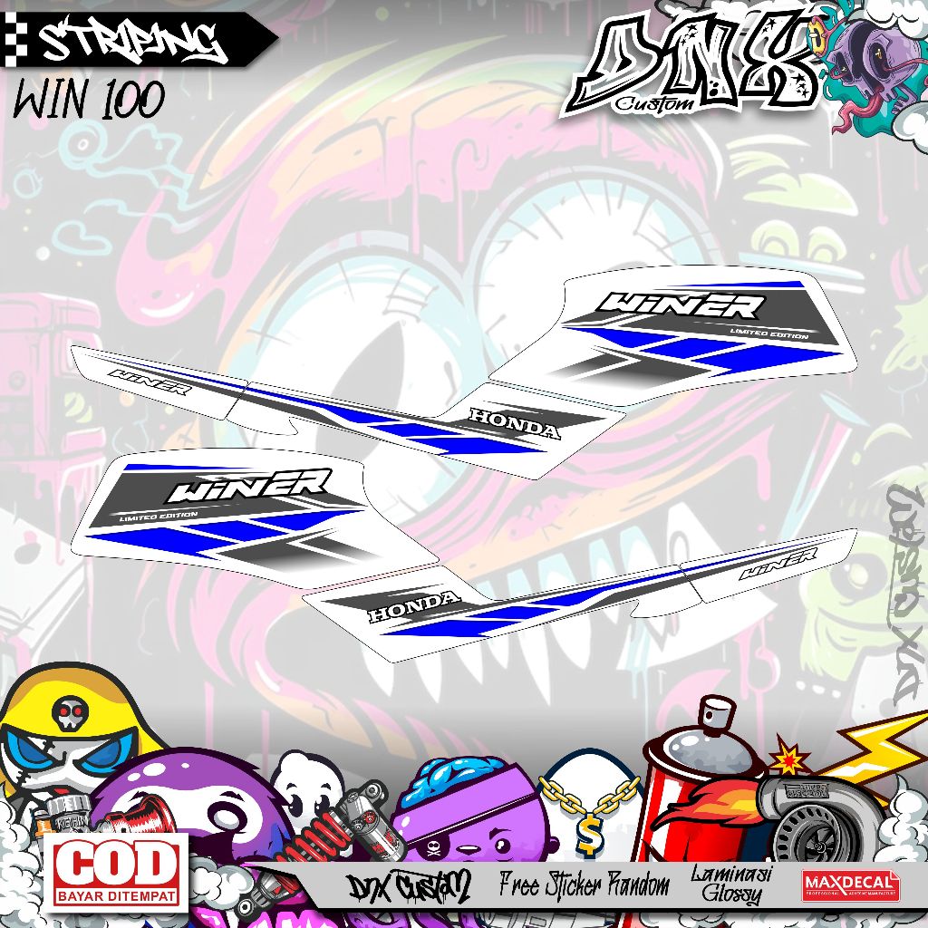 HONDA WIN 100 ALBINO WINER RACING KD22 VARIATION STICKER STRIPING