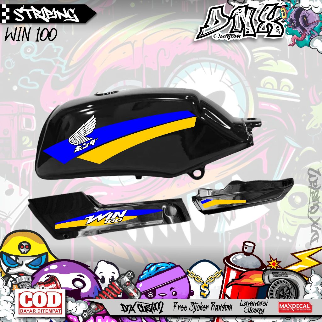 HONDA WIN 100 VARIATION STICKER STRIPING SIMPLE GRAPHICS KD25