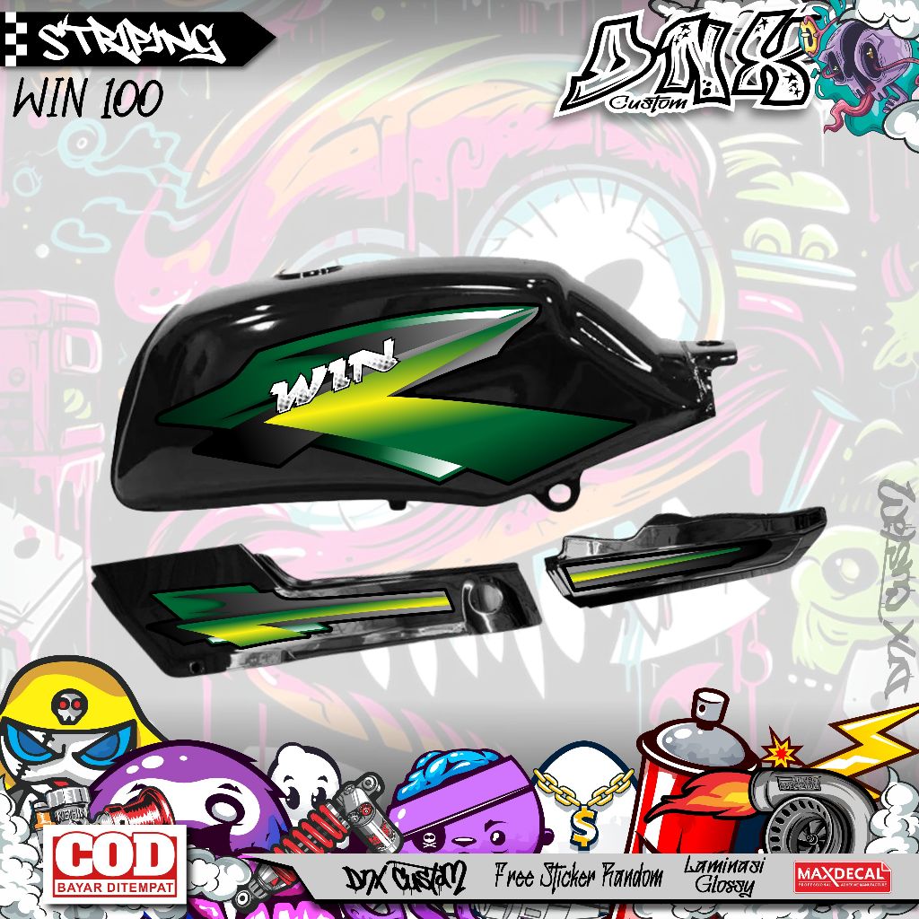 HONDA WIN 100 VARIATION STICKER STRIPING SIMPLE GRAPHICS KD27