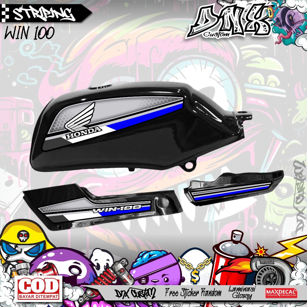 HONDA WIN 100 ORIGINAL HEXAGONAL MOTIF KD53 สติ๊กเกอร์หลากหลายแถบ
