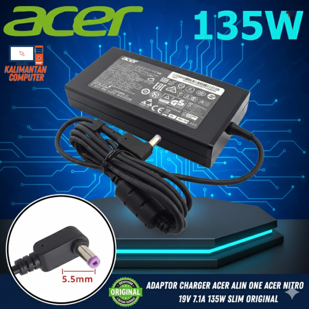 Acer all in one Acer nitro 19V 7.1A 135W SLIM ORIGINAL Charger Adapter