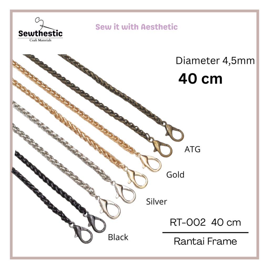 RT-002 | 40 ซม | ห่วงโซ่กระเป๋าโลหะโลหะผสม 40 ซม | ATG Black Gold Silver Bag Sling Strap