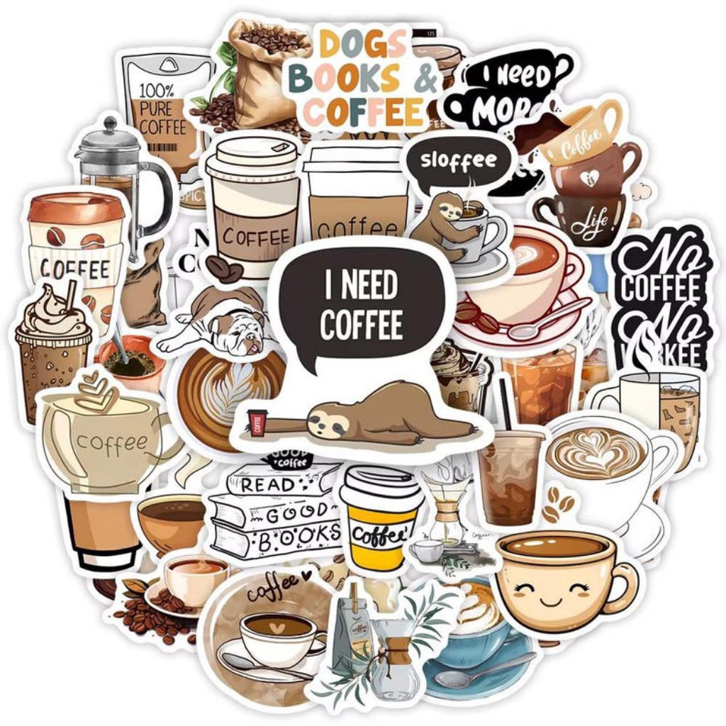 Aesthetic Coffee Sticker Brown Chocolate Sticker 30 pc Kawaii Aesthetic Coffee Sticker Journal Diary