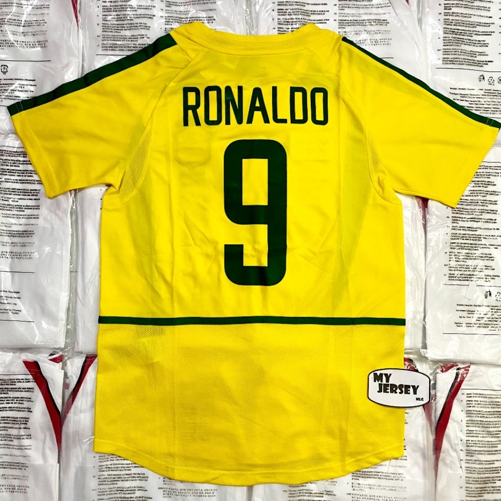 BRAZIL 2002 VINTAGE RETRO JERSEY HOME SHORT SLEEVE SPORT