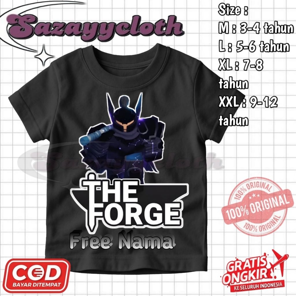 Roblox The Forge Kids เสื้อยืดตัวอักษรพิเศษ Forge ชื่อฟรี / Roblox The Forge เกมเด็กเสื้อยืด