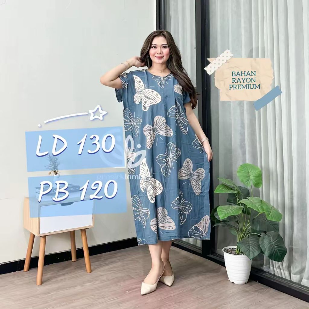 Jumbo Rayon Premium Butterfly Motif Daster / Nursing Friendly Womens Nursing / Modern Home Dress