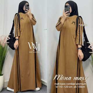 Mona Maxy Dress Wanita Kaos Combed Premium Gamis Casual Simple Ld 110