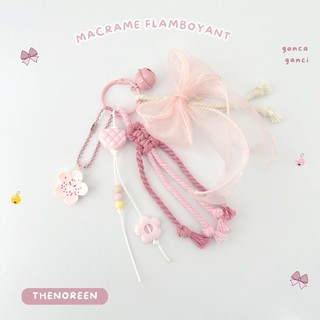Bag Charm Keychain Macrame Gantungan Tas Gantungan Kunci Ring Flamboyant pita bunga love Bell - Bag Charm Macrame Keychain Ribbon Square | Gantungan Kunci Aesthetic Bag Charm Tali Katun
