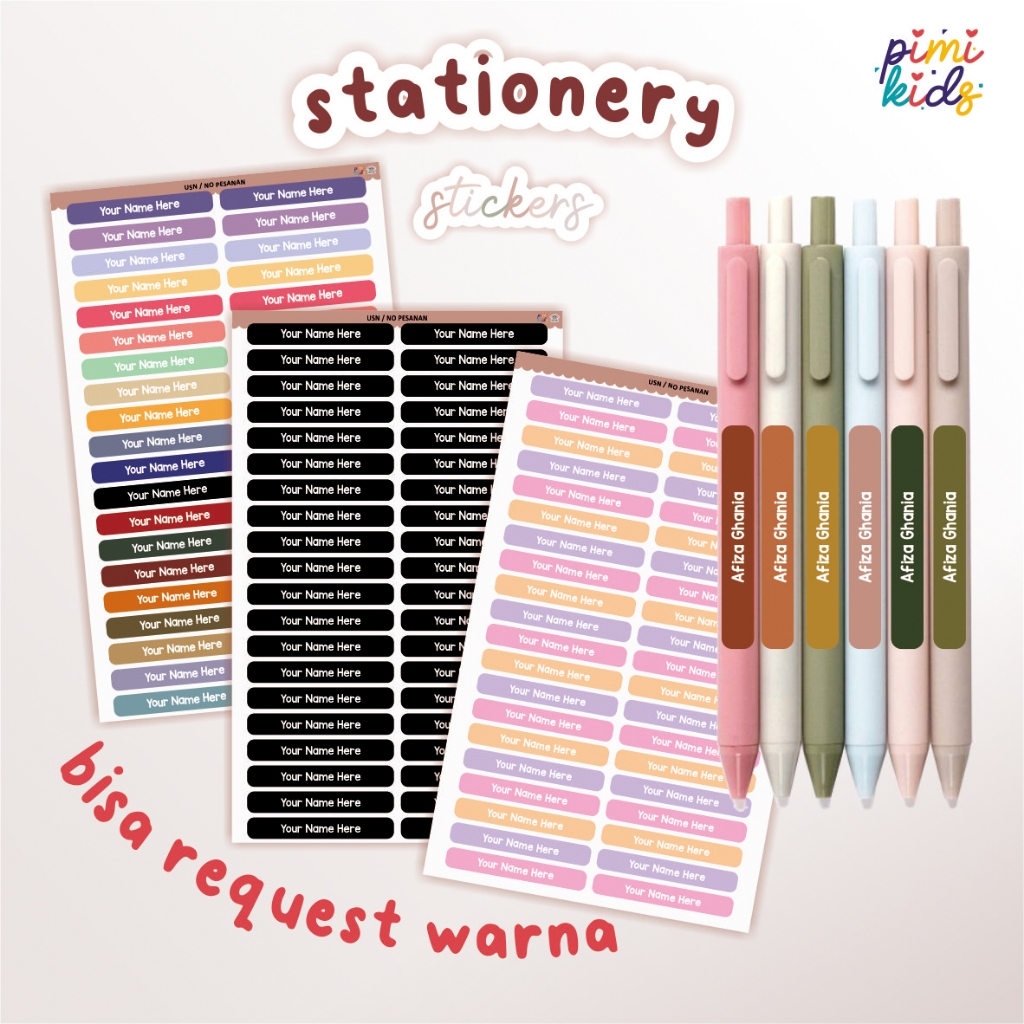 [ 2 แผ่น ] BALLPIN NAME - NAME STICKERS - LABEL STICKERS - PENCIL STICKERS - STATIONERY