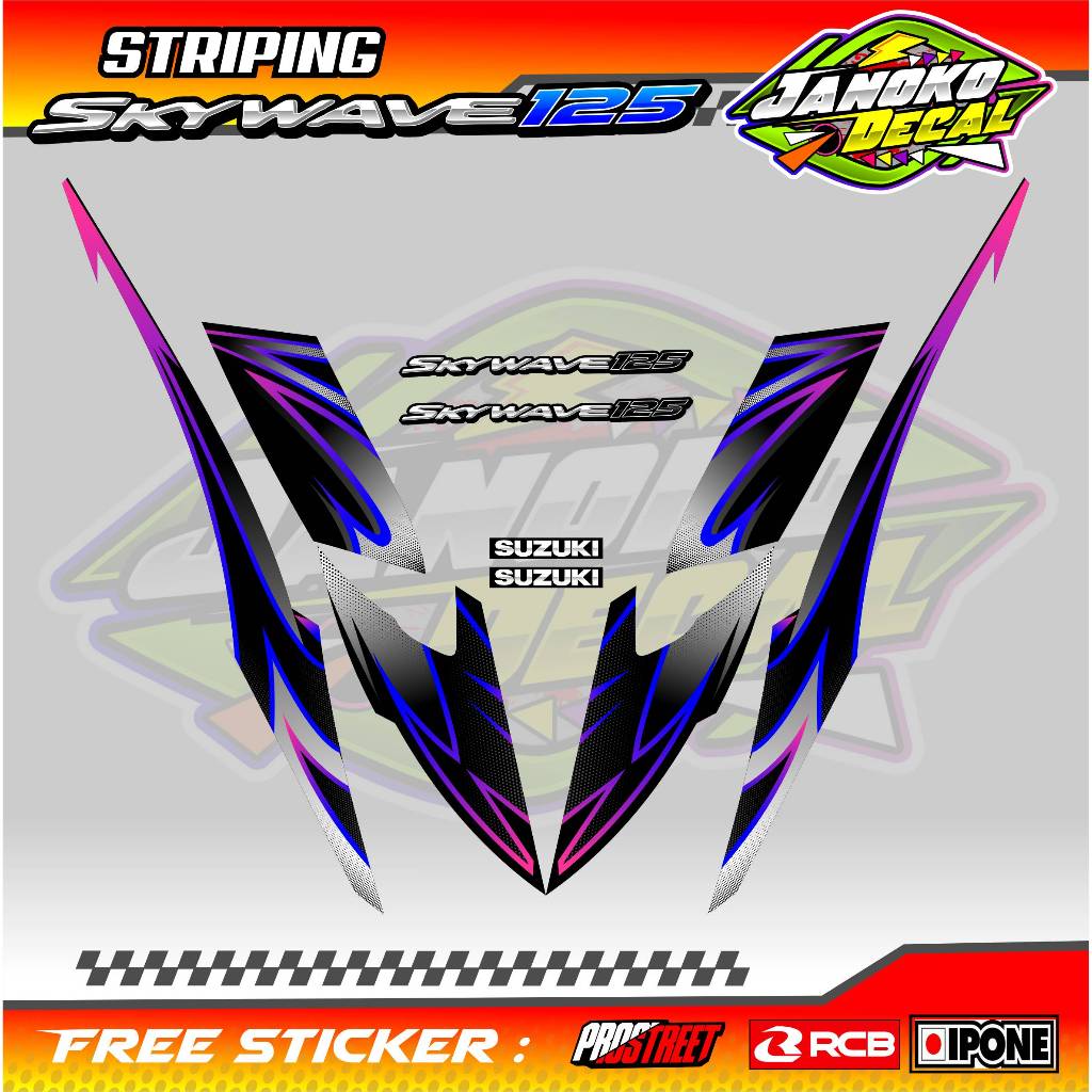 SUZUKI SKYWAVE 125 VARIATION STRIPING - CURVED / SKYWAVE 125 MOTORCYCLE VARIATION STICKER LIST