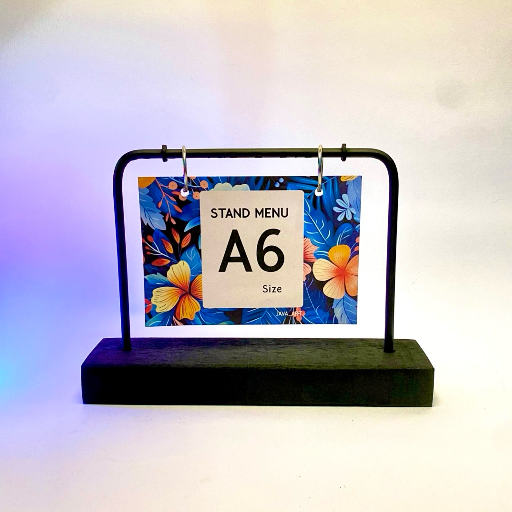 A6 LANDSCAPE BLACK EDITION INDUSTRAL RING MENU STAND CALENDAR PHOTO TABLE MENU WOODEN REMINDERS STAN