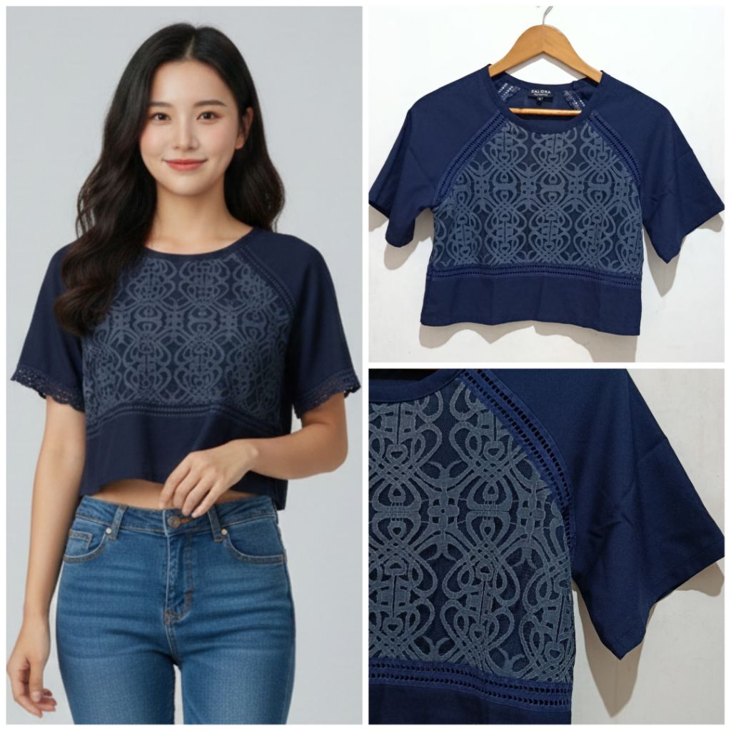 CROP TOP NAVY KATOL*