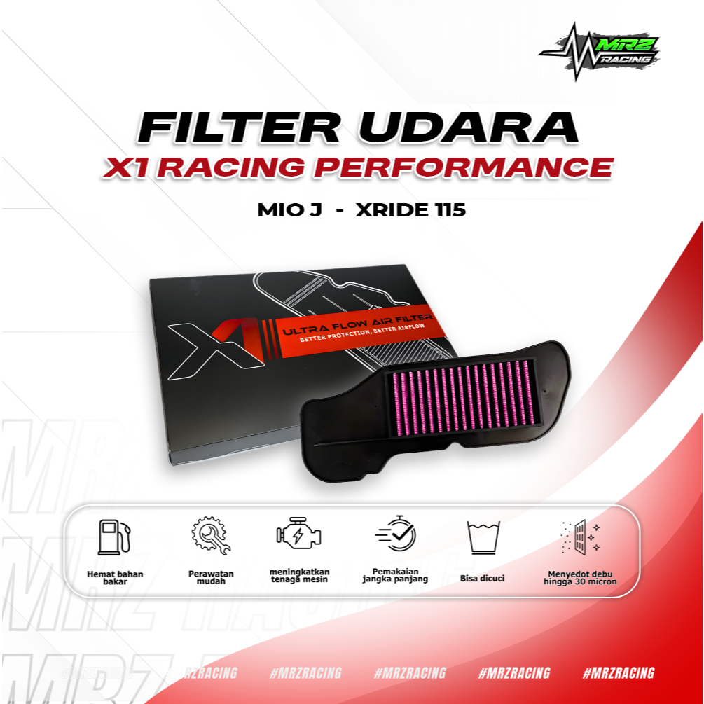MIO J - HYBRID AIR FILTER X RIDE 115 - X1 RACING - WASHABLE MOTORCYCLE FILTER