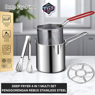 Deep frayer 4in1/panci saringan/wadah saringan/panci goreng kentang