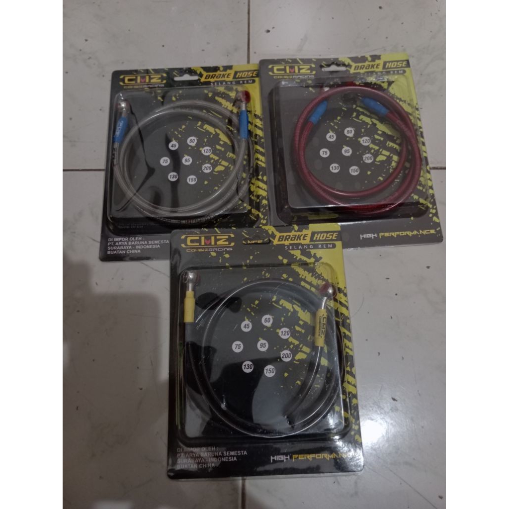 MERAH CMZ ท่อเบรกคาร์บอนสีเงินสีดําสีแดงสายเบรค 120 ซม. CMZ ยี่ห้อ