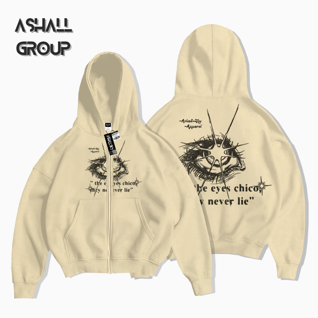 Juragan.busana99 Hoodie Boxy Zipper Cream Chico Boxy Hoodie Zipper Crop Cream