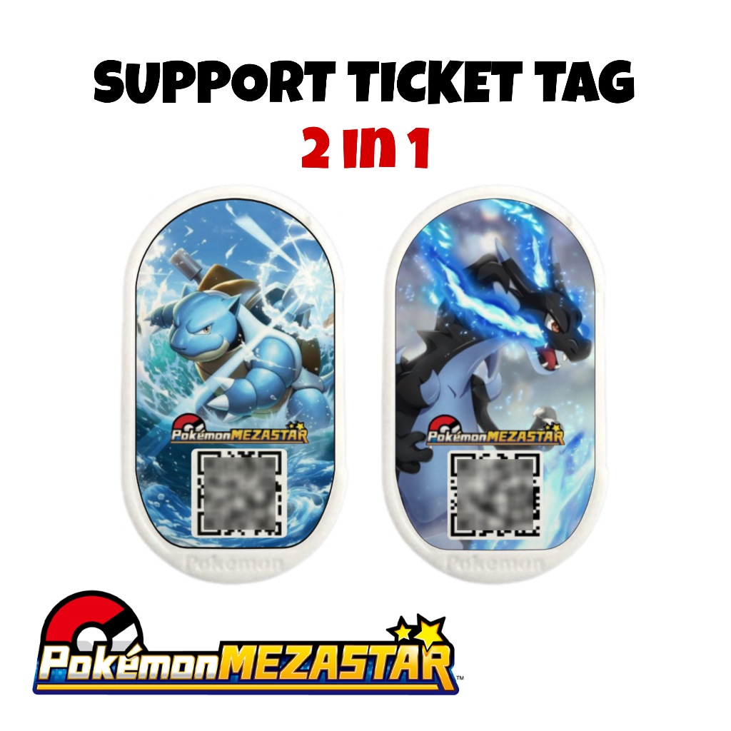 Pokemon Mezastar Support Ticket Tag 2 in 1 Blastoise / Mega Charizard X / Mega Gardevoir / Keldeo / Duraludon / Lucario / Sirfetchd / Gengar / Lapras / Mimikyu