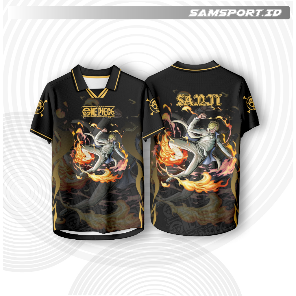 OnePeace Sanji Anime Jersey Polo Collar Fullprint Dryfit | เด็กผู้ใหญ่