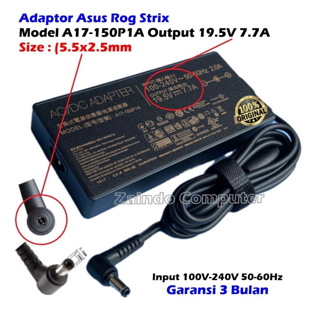 ASUS ROG 19.5V 7.7A 5.5x2.5MM GL503GE GL503V GL503VD GL703VD A4800G A4800L G71JX GL503G GL703G GL703