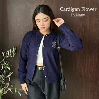Cardigan Rajut Bordir Bunga-Bunga Korean Style Kancing Premium