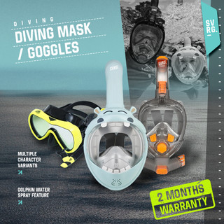 SVRG Diving Mask Kids Snorkeling Goggles & Tubes - Kacamata Selam Diving dan Snorkeling Anak Full Face