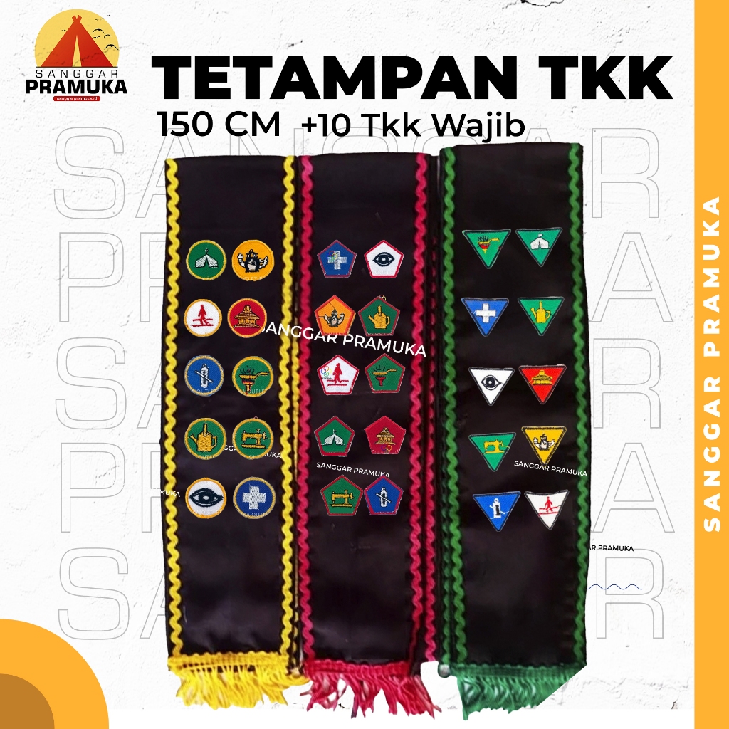 Scout Tkk Sash + Tkksปัก 10 ใบ | แขกลูกเสือ | ซิก้า ทก | Tkk Penggalang | เครื่องหนีบผม Tkk