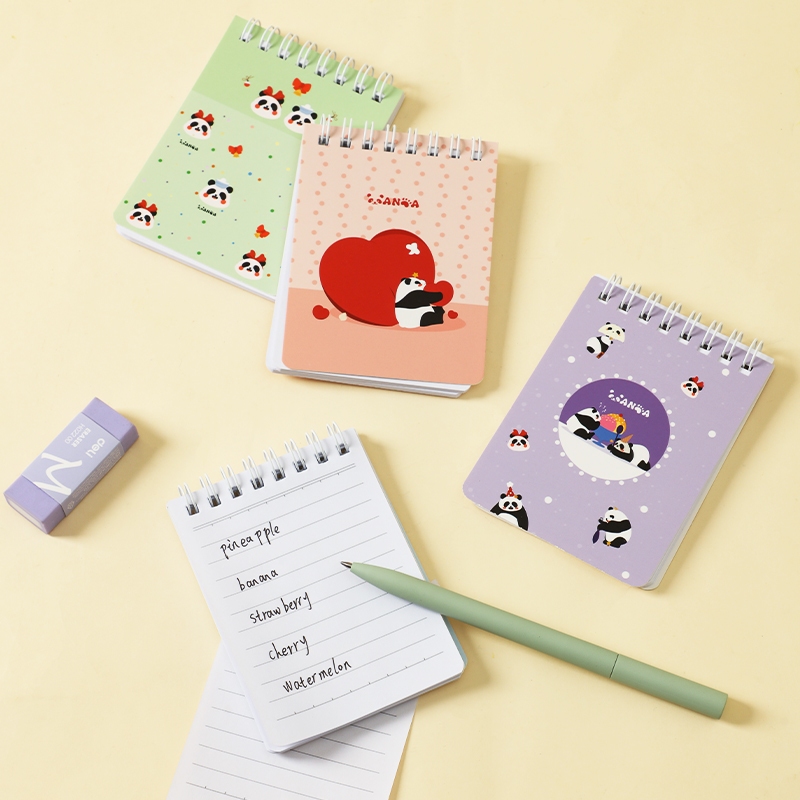 Deli EN407-A7 สมุดเกลียว / Spiral Memo 60 แผ่น A7 Size Panda Motif