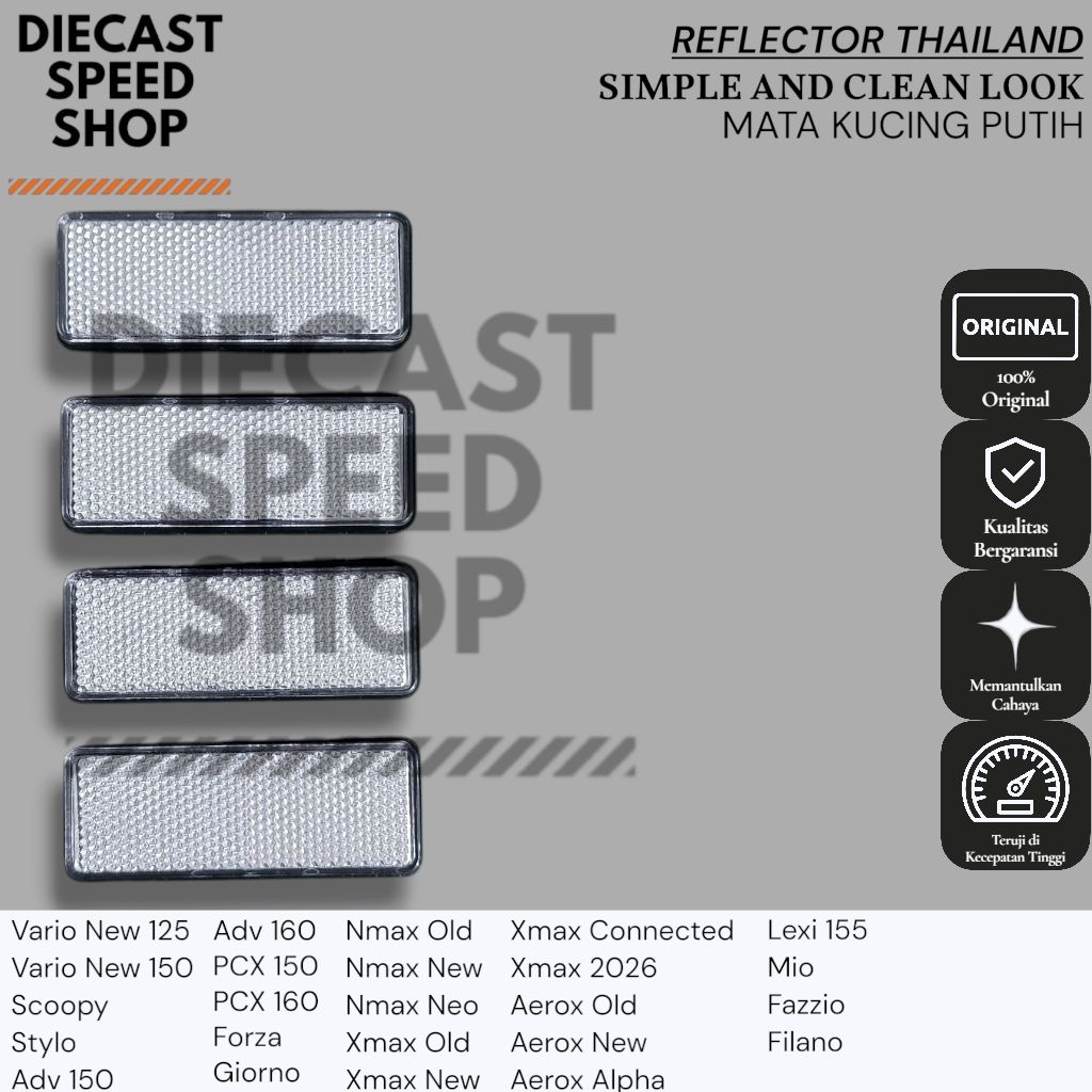 MATA แผ่นสะท้อนแสงตาแมวสีขาว Thailand รุ่น Forza ADV PCX VARIO SCOOPY SPACY XMAX NMAX AEROX FORZA