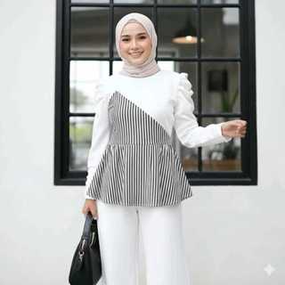 Karamoy Blouse Terbaru - Atasan Wanita Terbaru Bahan Knit Premium Kombinasi Nyaman dipakai