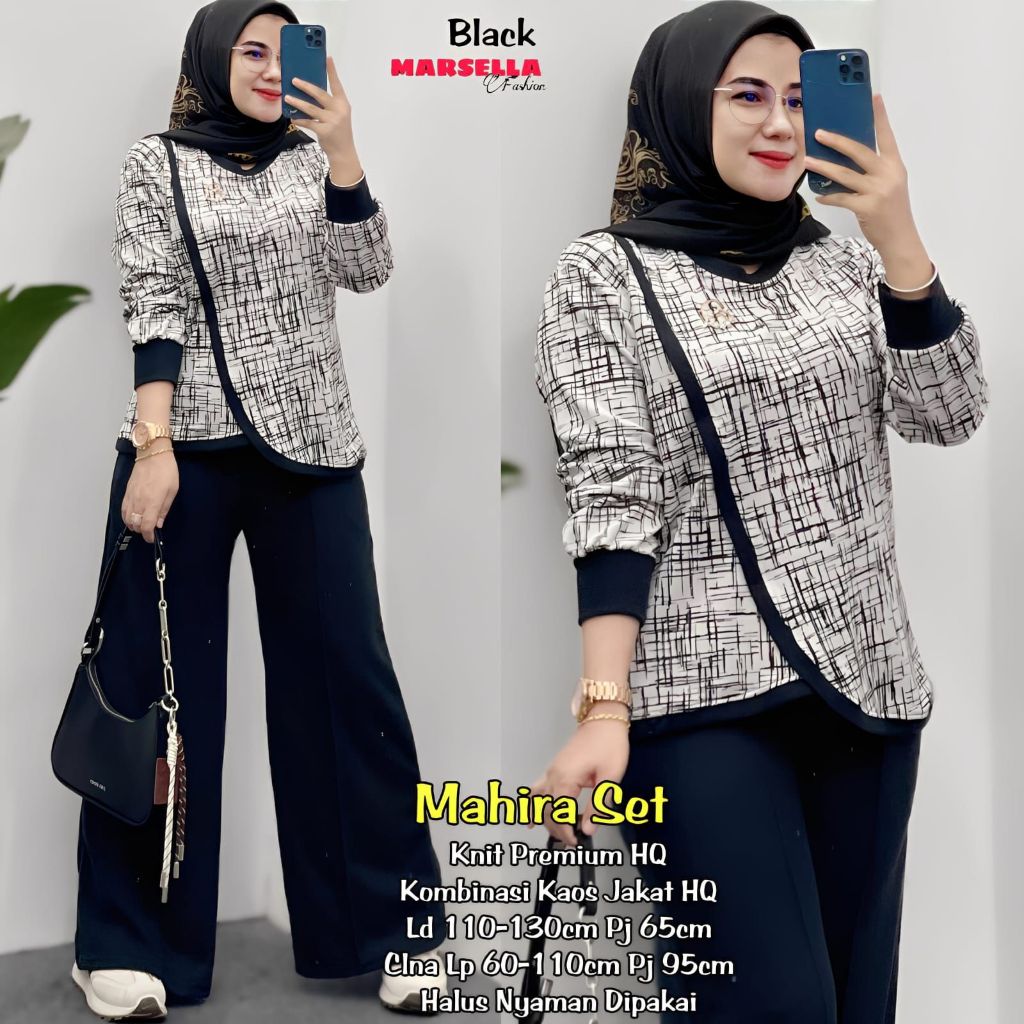 MAHIRA SET ORIGINAL BY MARSELLA FASHION PREMIUM HQ KNIT MATERIAL COMBINATION OF HQ JAKAT T-SHIRTS