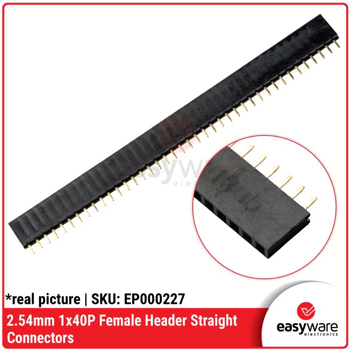 Pin Header หญิงเดี่ยวแถว 1x40 Pin 2.54mm Pitch Connector