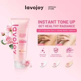 [TONE UP SHADE 02] Lavojoy Let It Glow Daily Shine Body Serum Instant Tone Up Delicate Rose with SPF 50 PA++++|Shade 02 Warm Sand|Body Serum untuk Perlindungan Sinar UV|Mencerahkan Seketika & Melembapkan Kulit dengan 3% Niacinamide + Australian Super VC