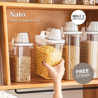(RUMATIDY) NATO Toples Cereal Wadah Minyak Goreng 2 Liter Deterjen Serbaguna Makanan PET Food Box