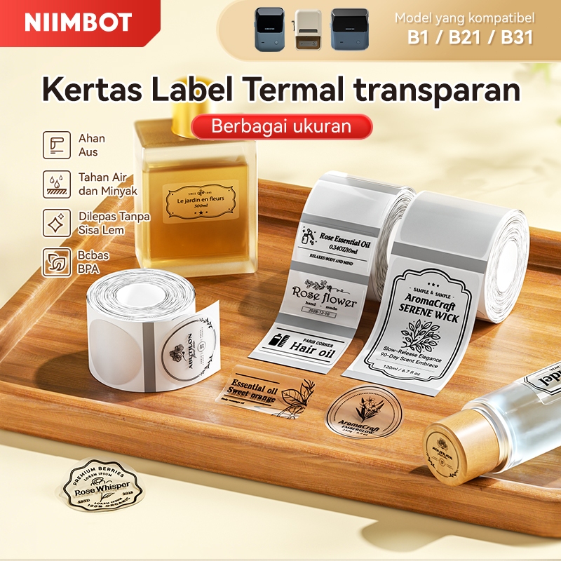 Niimbot B21/B21Pro/B3S/B1/B31/B4 กระดาษพิมพ์ฉลากโปร่งใส ป้ายชื่อและสติ๊กเกอร์ ป้ายชื่อการ์ตูน ป้ายมิ