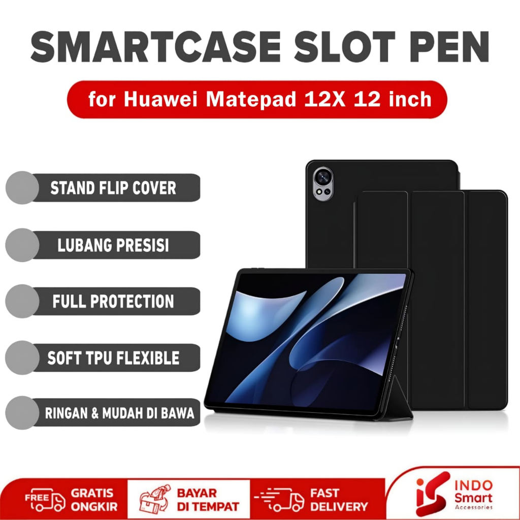 เคส Huawei Matepad 12 X | Matepad 12X - 12 นิ้ว SmartCase พร้อมช่องใส่ปากกา Flip Cover Casing Standi