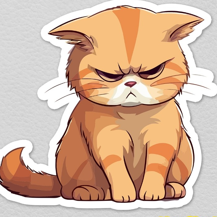 Grumpy Orange Cat Sticker Cat Lovers Anabul ไวนิลกันน้ํา