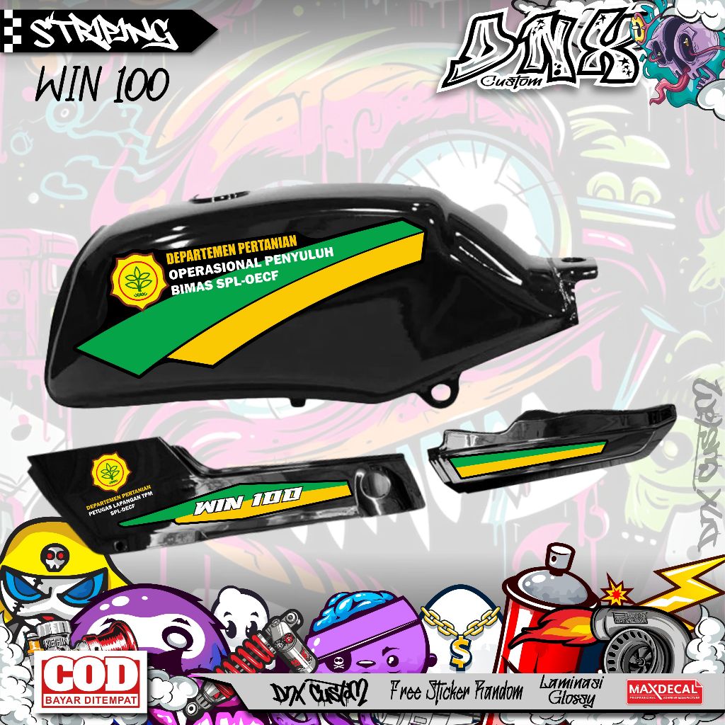 HONDA WIN 100 ORIGINAL CUSTOM AGRICULTRAL DEPARTMENT KD55 VARIATION STICKER STRIPING