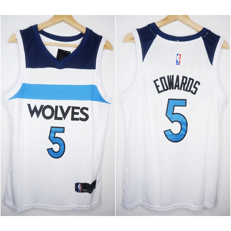 PREMIUM IMPORTED BASKETBALL JERSEY WOLVES 5 ANTHONY EDWARDS WHITE 23/24