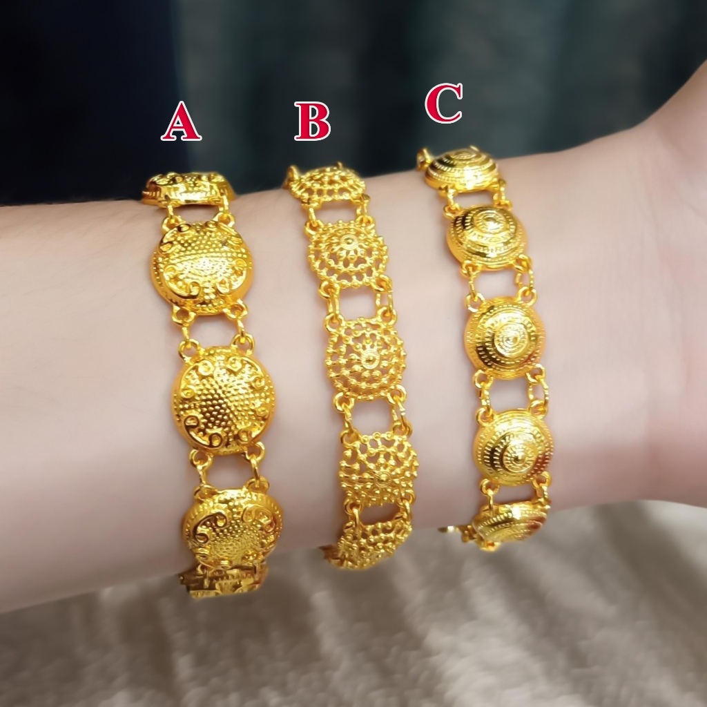 สร้อยข้อมือดูไบ 23k Small Korean Beautiful Gold Chain Shell รุ่น Elegant Motif