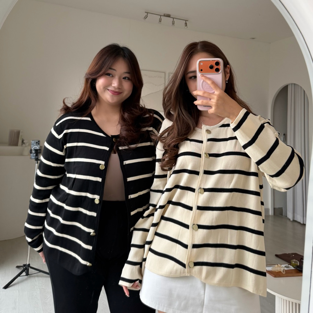 CASSIE BLAZER CARDIGAN STRIPE / CARDIGAN STRIPE PLUS SIZE / BALZER STRIPE KNIT PLUS SIZE