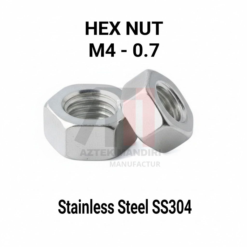 น็อตหกเหลี่ยม M4 Stainless (SUS304 A2-70 Hex Nut) M4-0.7 / น็อตหกเหลี่ยม M4-0.7